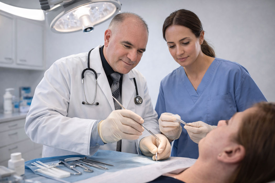 Physician and nurse providing hands-on care during a minor procedure at Aspen View Urgent Care in Rancho Cucamonga